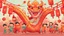 Placeholder: fantasy cartoon style illustration: chinese new year celebration dragon dance