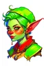 Placeholder: Dungeons and Dragons Gnome Female profile picture, green hair