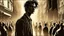 Placeholder: The picture shows a mysterious and captivating scene where the narcissistic and malicious nature of the person stands out. His face shines with an uncovered smile, carrying an air of mystery and caution at the same time. His eyes appear with a subtle gleam, as if harboring secrets not to be disclosed. The background of the image attracts attention with dark colors and deep shadows, enhancing the mysterious and evil character of this person. Positioned at the center of the painting, the person s