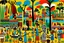 Placeholder: A Savanna filled with tribal instruments painted by Stuart Davis