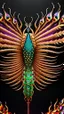 Placeholder: huge red gold black peacock, with clockwork gear on its back, symmetric, mandala, hyper realistic, futuristic, unreal engine5, octane render, 3D rendering, white background, digital art, in the style of Android Jones, mechanism, engine parts, vivid colours, side light, 16k