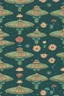 Placeholder: UFO and flower pattern Wallpaper in the style of Charles francis annesley