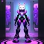 Placeholder: a fox fursona, darker colors, master quality, backlighting, soft lights, full body portrait, in frame, 8k, furry, fur, black and purple color pallet, robotic enhancements, cyberpunk, anthropomorphic