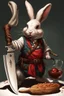 Placeholder: divine killer bunny with chefs knife dnd realism art adventurer