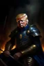 Placeholder: very realistic oil-painted image of Trump the mighty worrier of the force overcoming in battle the evil dark sit lord Joe Biden