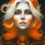 Placeholder: fantasy setting, woman, orange and white hair, wavy hair, freckles, ranger, more orange hair, more white hair, long white hairstrands