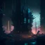 Placeholder: artwork for music, dubstep, dark, landscape, 3d objects, realistic, cyberpunk, 8k, detailed