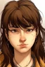 Placeholder: jojos style brown mullet bangs japanese girl character