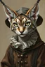 Placeholder: psychic amish alien space lynx with human eyes and hair tips on its ears dressed in amish outfit, painted by Rembrandt, Escher and Giger and some anime genious