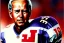 Placeholder: Full view Joe Biden as football player ((wearing a helmet)) trading card packet helmet, NFL logo, fleer 1985