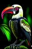 Placeholder: hornbill bird full body, digital art, photo, illustration, digital painting,oil painting, smooth, sharp focus, highly detailed, casque bird,