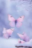 Placeholder: Light pink and light purple butterflies in the blue snowy winter