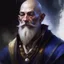 Placeholder: dnd, artistic, illustration, artstation, human, mage, wise, bald, grey beard, portrait, watercolour