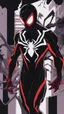 Placeholder: miles morales mix with venom symbiote in solo leveling shadow artstyle, Street boy them, intricate details, highly detailed, high details