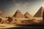 Placeholder: An ancient Egypt city in the year 1500 before Christ with 2 pyramids in the background, by Greg rutkowski, beautiful Egyptian temples, ultra realistic, no ruins, art Station, vibrant colours, concept art, blue sky