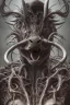 Placeholder: a very insane outrageous portrait of a cow in (H.R giger) style with lots of alien tenticles being held at gun point in a grungy toilet from new york subway