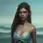 Placeholder: girl, cute, beautiful, sea queen, waves, close up portrait by Greg Rutkowski