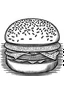 Placeholder: Icon burger black & white and write food on the burger