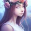 Placeholder:  full Closeup face portrait of a girl wearing crown of flowers, smooth soft skin, big dreamy eyes, beautiful intricate colored hair, symmetrical, anime wide eyes, soft lighting, detailed face, by makoto shinkai, stanley artgerm lau, wlop, rossdraws, concept art, digital painting, looking into camera