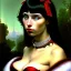 Placeholder: oil Portrait of adult Vampirella busty beautiful green sad eyes looking to viewer nose piercing emerald collar by Jean Auguste Dominique Ingres 8k