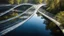 Placeholder: A breathtaking pedestrian bridge with a double helix design, curving elegantly over a calm river. The entire structure is made of transparent glass, giving the illusion that the bridge is floating above the water. The twisted helical shape reflects the sunlight, casting intricate shadows on the river’s surface. Award-winning photograph.