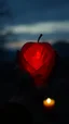 Placeholder: A red Chrystal Apple in a hand of beautiful women holding it in the dark with candle in the background distant