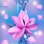 Placeholder: a magical crystal flower lys bougainvillier, magnolias pink,blue lake,sun,white swanns,pink vertical, blue lake,sharp, vines, candlelit, endor, ornate, elegant, highly detailed, artstation, concept art, smooth, sharp focus, illustration, 8k, splash art, wallpaper, key visual