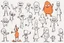 Placeholder: make a bunch of simple hand-drawn spooky and cute cartoon characters with bodies arms, and legs I could draw and make them all different