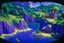 Placeholder: A purple cove with treasure designed in Mayan architecture painted by Grant Wood