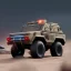 Placeholder: Gi joe driving White lunar armored rover with claw, lava, combat, wolfPack