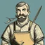 Placeholder: muscular mustached fisherman with apron and mutton chops digital art