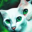 Placeholder: Gato branco de olhos azuis e gato preto de olhos verdes juntos em forma de ying yang