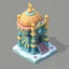 Placeholder: An ornate Ottoman-themed cryo thrower tower defense unit, featuring low detail. Designed as a cute, simple mobile game asset with an isometric view. The unit has a whimsical, decorative design, perfect for Unity or Blender projects.