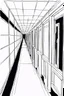 Placeholder: Corridor in the dark, lateral view, line arts, manga style