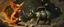 Placeholder: fuzz sponge tube gremlin fox demon in the astral realm with a tea kettle rhino, painted by Rembrandt