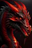 Placeholder: Ultra realistic dragon dark skin with red highlights dark fantasy fiery background