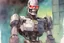 Placeholder: retro anime style, full color, dark serious 1980s anime terminator like robot, moebius artist, magic, watercolor,