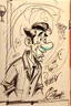 Placeholder: Sketch of walt disney Goofy that watch his shadow on the wall, insane details