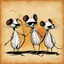 Placeholder: Three blind mice, dark sunglasses, dramatic, warm colors, dynamic diagonal composition, by Joel Pett and Ben Goossens, color ink illustration, eerie, warm colors, opulent shadows, by Colin McCahon