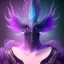 Placeholder: purple mythical creature in galaxy, teal and purple smoke, detailed, realistic, 4k