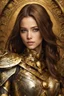 Placeholder: Photography,very beautiful girl,full body,looking front view,brown long hair, mechanical,delicate gold,silver metalic parts, golden parts, intricate armor, detailed part,Movie Still