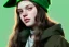 Placeholder: girl, cute, beautiful, long hair, wavy hair, red hair, green eyes, green beanie, green coat, black tee shirt, head and shoulders portrait, 8k resolution concept art portrait by Greg Rutkowski, Artgerm, WLOP, Alphonse Mucha dynamic lighting hyperdetailed intricately detailed, algerian flag