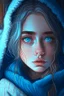 Placeholder: cozy vibes art girl with blue eyes