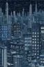 Placeholder: Very Fine lines draw of a dream city , nyc building , dark blue all no windows