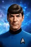 Placeholder: absolutereality_v181.safetensors [3d9d4d2b] - outer space, 30 year old man, Commander Spock, short, dark brown hair the bangs combed straight down over the forehead, blue eyes, thin, dark, extremely slanted eyebrows, thin face with a strong jawline, bright eyes, wearing a Star Trek Starfleed blue Science Officers Uniform, background is outer space, 8k ultra-hd, hyper realistic, photorealistic, realistic, focused, cinematic lighting,
