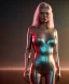 Placeholder: retro sci-fi portrait image from 1980, supermarket parking explosions, fire, scared people, blonde woman walking, sweet Kate moss face, tight latex suit, soft color, highly detailed, unreal engine 5, ray tracing, RTX, lumen lighting, ultra detail, volumetric lighting, 3d, finely drawn, high definition, high resolution.