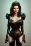 Placeholder: Geena Davis as evil queen in black leather, leather, busty, cleavage, angry, rage, stern look. character design by cory loftis, fenghua zhong, ryohei hase, ismail inceoglu and ruan jia. unreal engine 5, artistic lighting, highly detailed, photorealistic, fantasy