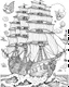 Placeholder: Pirates of the Caribbean: High Seas Pirate Ship Coloring Page: Create an exhilarating coloring page inspired by the Pirates of the Caribbean movie, featuring a majestic pirate ship sailing through rough seas. Challenge young artists to add their creative touch to billowing sails, the iconic Jolly Roger flag, and crashing waves. This black-and-white coloring adventure invites kids to embark on an exciting journey as they bring this thrilling pirate ship scene to life on paper.