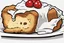 Placeholder: deep fried cheesecake bite, with a bite taken out clean vector style, bold outline