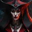 Placeholder: An evil, Nosferatu sorceress, in black and red shark skin robes. a masterpiece, 8k resolution, dark fantasy concept art, by Greg Rutkowski, dynamic lighting, hyperdetailed, intricately detailed, Splash screen art, trending on Artstation, deep color, Unreal Engine, volumetric lighting, Alphonse Mucha, Jordan Grimmer, blood red and green complementary colors.